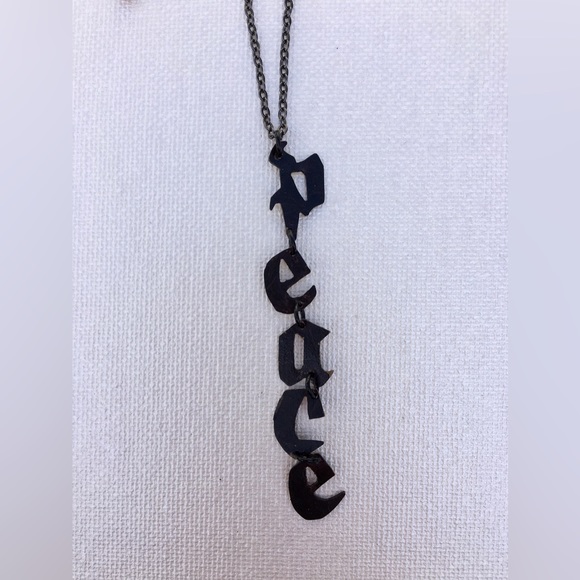 Peace Necklace Handcrafted Brass 16-18 inches long - Picture 8 of 9